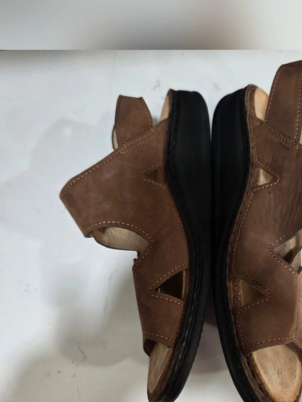 Finn Comfort Leather Comfort Sandals Brown Hook Loop Slingback Germany EU 44